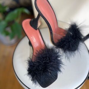 Black Feathered Women's Heels